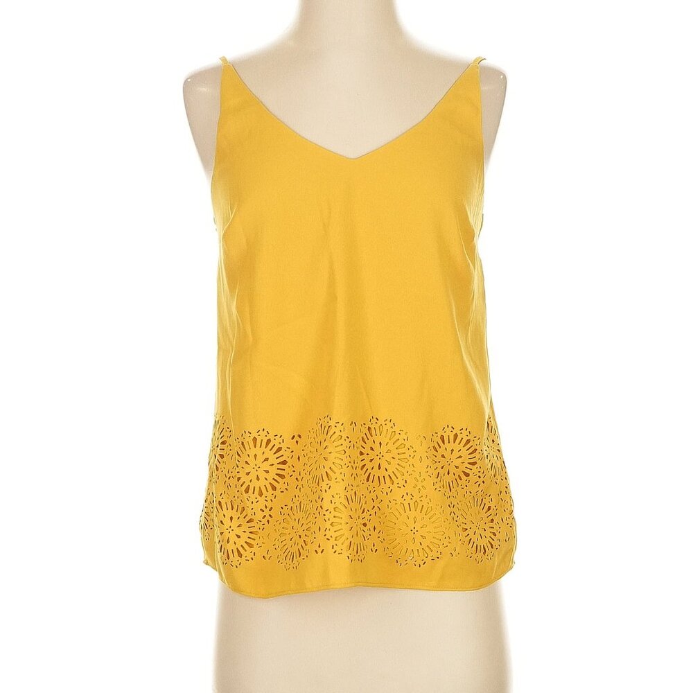 Banana Republic Factory Mustard Yellow Laser Cut Floral Tank Top XS